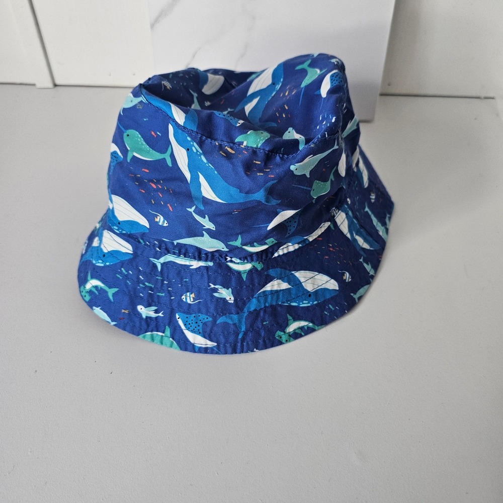 Kids O'Rageous‎ Whale Print Bucket Hat Blue White Green Sea Life Beach Sun